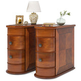 1pc Solid Bedroom Bedside Table with 2 Storage Drawers Solid 91370281