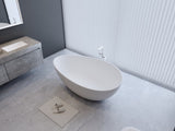 63" Freestanding Solid Surface Bathtub, Luxury Engineered Stone Resin Freestanding Soaking Bathtub W1573P175755