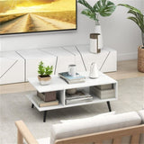 Rectangle Coffee Table with 2 Open Compartments-White 93354194