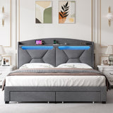 Storage Headboard ,QUEEN Size with RF LED Lights W2239P203009