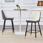 ZUN Modern Two-Tone PU Bar Stool -White and Gray spliced chairs With Gold Decorated Legs.White and W1151P211969