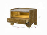 Transitional Brown Finish Nightstand With LED Light USB Ports Wooden Bedroom Furniture 1pc Bedside B2741P411507