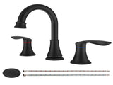 2-Handle 8 inch Widespread Bathroom Sink Faucet Matte Black Lavatory Faucet 3 Hole 360&deg Swivel 07167218