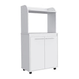 ZUN Rockford Kitchen Cart, Open Shelf, Double Door Cabinet, Two Interior Shelves B128P148971