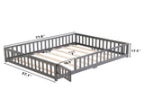 full Size Floor Bed with Door,Solid Wood Platform Bed Frame with Fence,Suitable for children,Pine W495123242