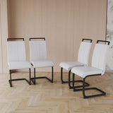 ZUN Modern Dining Chairs,PU Faux Leather High Back Upholstered Side Chair with C-shaped Tube. Black W2189138536