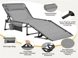 Outdoor Folding Tanning Chair with 5 Back Position, Gray 00506277