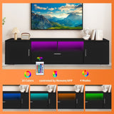 ZUN Modern TV stand with LED Lights Entertainment Center TV cabinet with Storage for Up to 75 inch for W162594688