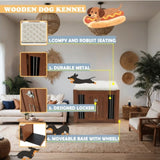 30.25"L, 2 in 1 Night Stand with Storage & Dog Crate, Luxury Wooden Side Table Dog Kennel, End of N843P293628W