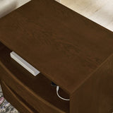 Mid Century Modern Nightstand with Charging Station & Outlet Hole & 2 Solid Wood Drawers, Louver W1801P303385