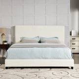 King Size White Boucle Upholstered Platform Bed B108P160257