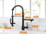 Commercial Kitchen Faucet Pull Down Sprayer Black and Nickel,Single Handle Kitchen Sink Faucet W1932126999