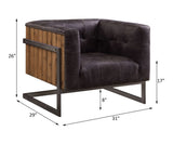 Antique Ebony and Rustic Oak Tufted Accent Chair B062P209163