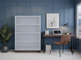 Nora Modular 60 inch High Bookshelf, No Assembly Required, Jasmine White and Barnwood Finish B108P345202