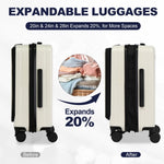 ZUN Luggage,with front opening,TSA approved lock,hardshell suitcase,White W2880P208359