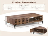 47 Inch Mid-Century Coffee with Storage Cabinets & Open Compartment, Walnut Wooden Look Accent 06885570
