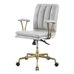 ZUN Vintage White and Chrome Swivel Office Chair B062P186452