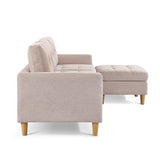 ZUN 87” Wide Modern Convertible Sofa & Chaise, L Shaped Tufted Fabric Couch, Reversible B082111419