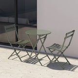 ZUN 3 Piece Patio Bistro Set of Foldable Round Table and Chairs, Dark Green W1586P143161