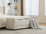 58.27" Wide Modern Upholstered Storage Bench Double Storage Space, Napped fabric Foot Stool W3189P445990