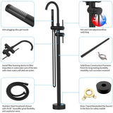 Floor Mount Bathtub Faucet Freestanding Tub Filler Matte Black Standing High Flow Shower Faucets T3177P277532