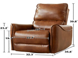 BROWN COLOR AIR LEATHER ELECTRIC RECLINER CHAIR WITH ROCKER AND SWIVEL B2766P488714