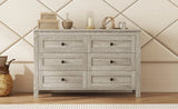 Retro Farmhouse Style Wooden Dresser with 6 Drawer, Storage Cabinet for Bedroom, Anitque Gray WF317946AAG