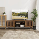 63 inch TV stand with 2 grille door cabinets and adjustable storage rack, suitable for medieval W1706P254658