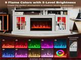 58" TV Stand with RGB Fireplace White- Smart App Remote Control, 4777 BTU Heater 79078321