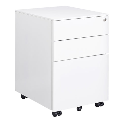 ZUN 3 Drawer Mobile File Cabinet with Lock Steel File Cabinet for Legal/Letter/A4/F4 Size, Fully 01877932