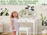 Black and white panda MDF painted finish, solid wood legs, 1-drawer children's dressing table set, 19880855