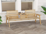 Wooden bench withFol dable Middle Table - Natural 13693200