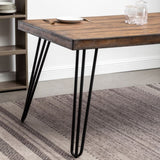 ZUN Aryven Industrial Metal Hairpin Design Dining Table, Rustic Dark Pine T2574P165175