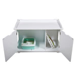 ZUN Cat Washroom Bench, Wood Litter Box Cover with Spacious Inner, Ventilated Holes, Removable W2181P155161