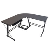 ZUN L-Shaped Durable Stalinite Splicing Computer Desk 402C Black 77159761