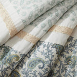 9 Piece Cotton Percale Comforter Set Aqua King B03596965