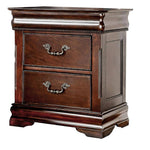 ZUN Traditional Style Cherry 1pc Nightstand Only Solid wood 2-Drawers Hidden Top Drawer Intricate B011P144697