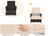 6-Gear Adjustable Patio Chaise Lounge, 200.6673.66 cm Brown PE Wicker Recliner with Beige Cushion, 25817555