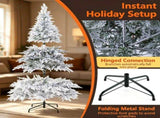 6FT Pre-Lit Snow Flocked Cypress Artificial Christmas Tree, Color Changing LED Lights 9 Modes, 41159329