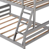 Twin over Full House Bunk Bed with Built-in Ladder,Gray WF287558AAE
