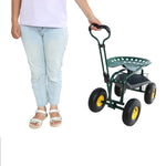 ZUN Garden trolley Rolling work chair with wheels, garden stool for planting, 360 degree swivel seat, W227P207221