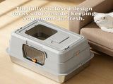 White stainless steel fully enclosed cat litter box, durable enclosed cat litter box, high side to 34135606