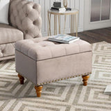 Square velvet upholstered Ottoman with storage space, hidden support hinge with easy to open top, W2941P242273