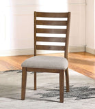Transitional Set of 2pc Side Chairs Walnut Light Gray Ladder Back Chairs Solid wood 100% Polyester B011P158093