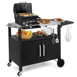 ZUN Outdoor Grill Cart with Storage, Rolling Bar Cart Movable Kitchen Island for BBQ, Patio Dining Cart 64945841