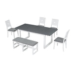 ZUN Modern 78inch 6-Piece Extendable Dining Table Set, 4 Upholstered Dining Chairs and Dining Bench, 18" 61387244