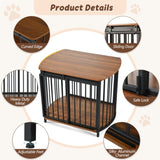 GO 31.5" Furniture Style Dog Crate for Small and Medium Dogs, Wooden Cage Indoor Kennel Furniture, N704P247045D