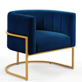 Upholstered Velvet Accent Chair with Golden Metal Stand,Mid-Century Living Room Leisure Chair with W2186137439
