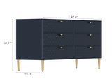 6-Drawer Storage Chest of Drawers with 3D Honeycomb Pattern, Wood Veneered MDF Cabinet for Bedroom, T3609P482835