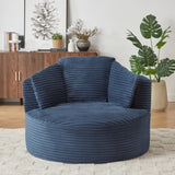 Compressible Corduroy Round Chair with Cushioned Backrest - Modern Comfort Seating for Living W2339P323617